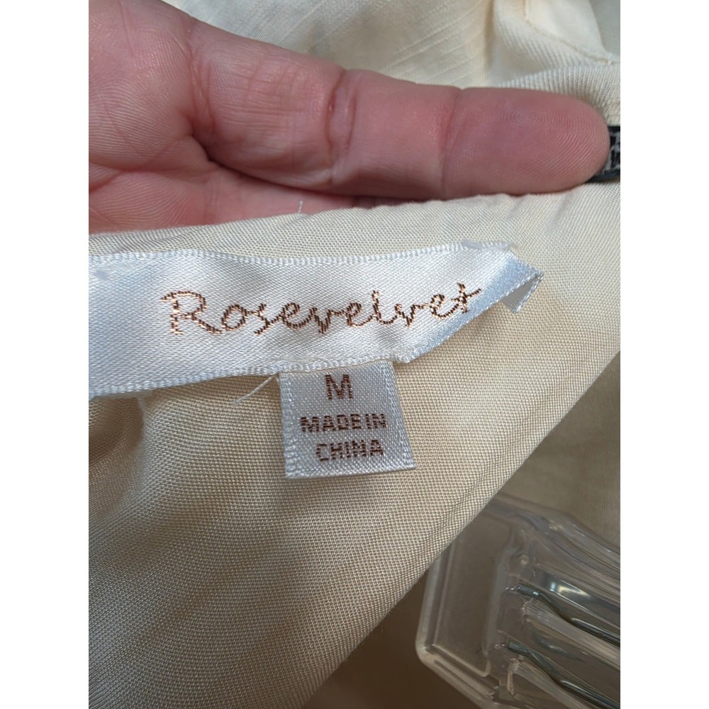 Rosevelvet Women Cream Ruffle Cutout Mini Dress Open Back V-Neck Ivory Size M - Picture 4 of 6